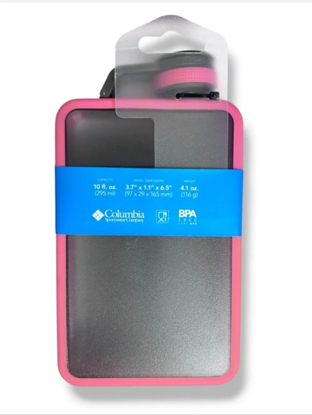 COLUMBIA 10 Ounce Flask Pink & Grey NEW
